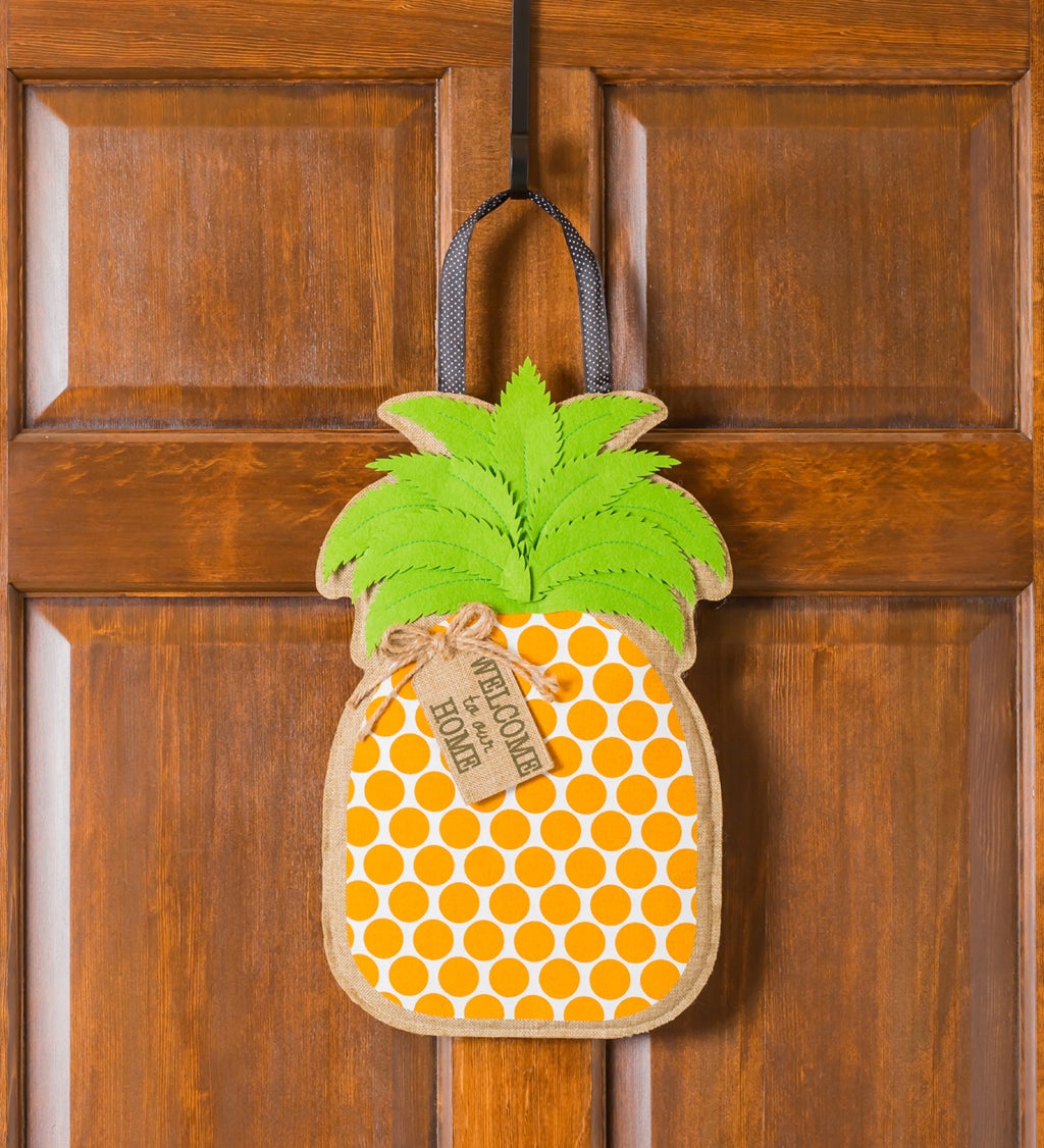 Pineapple Greeting Burlap Door Décor