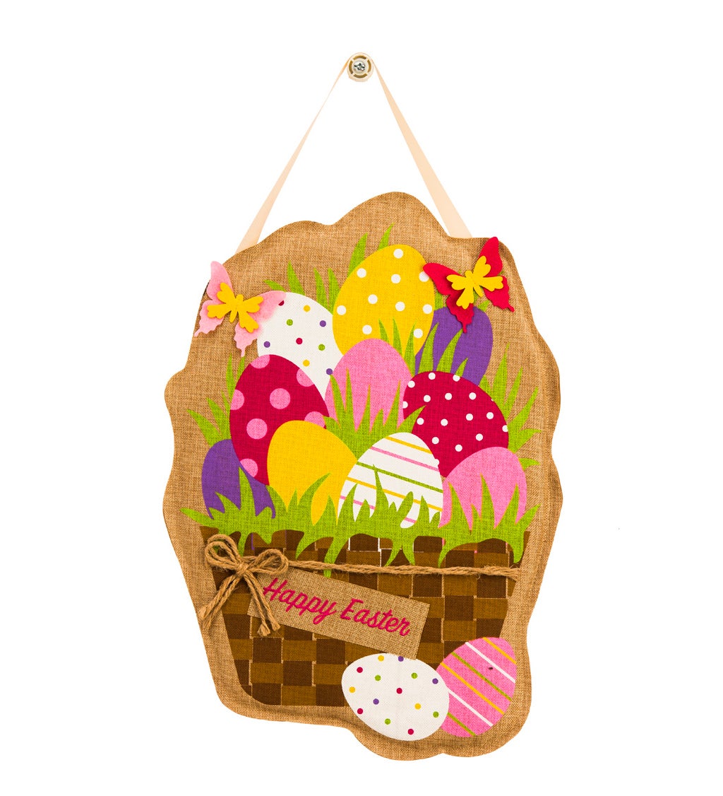 Easter Eggs in Basket Burlap Door Décor