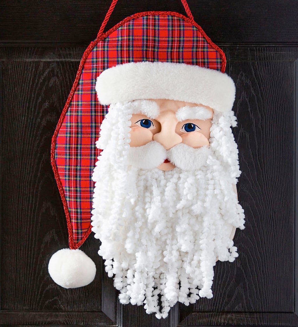 Merry Christmas Plaid Santa Door Décor