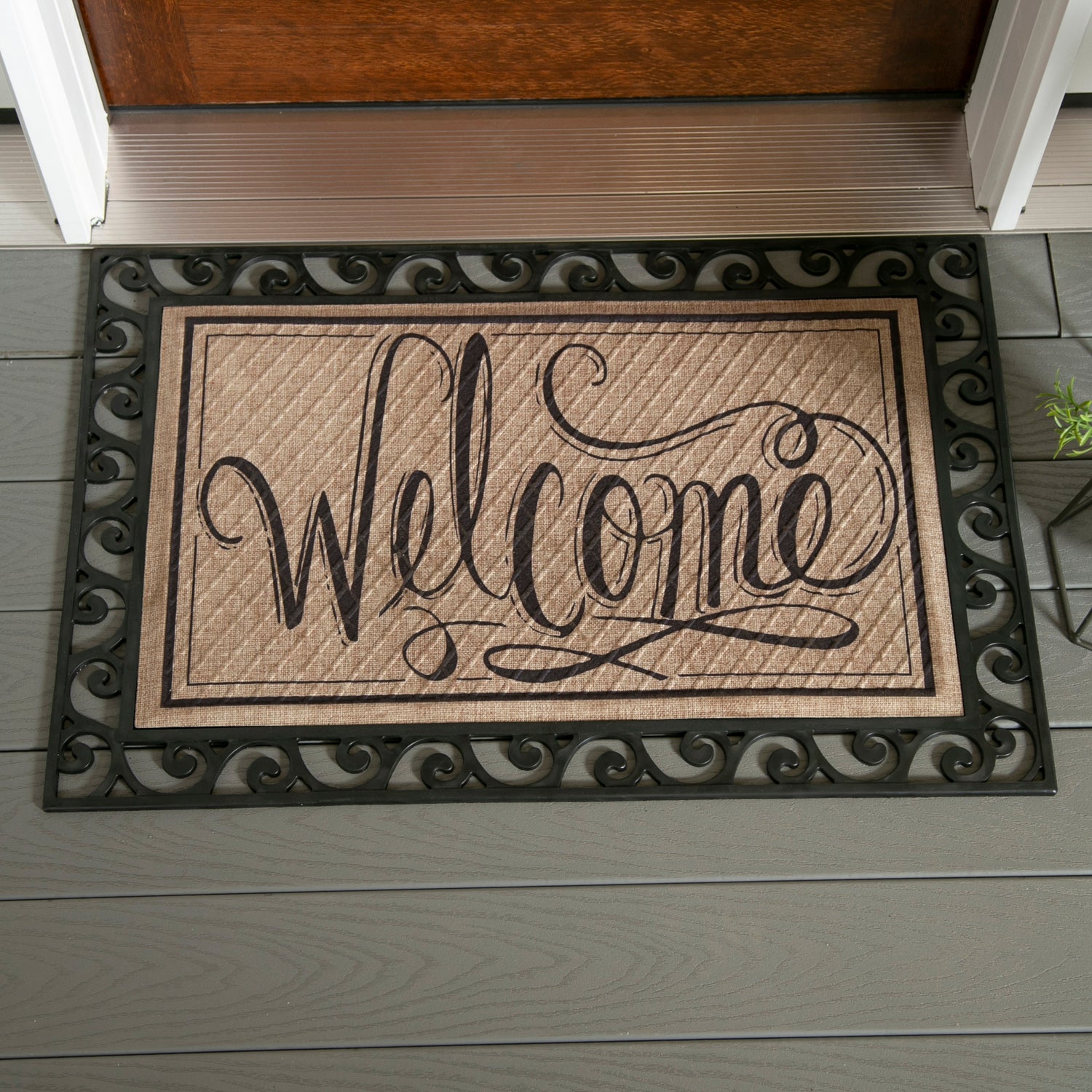 Cutout Scroll Embossed Floor Mat Tray, 36" x 24"