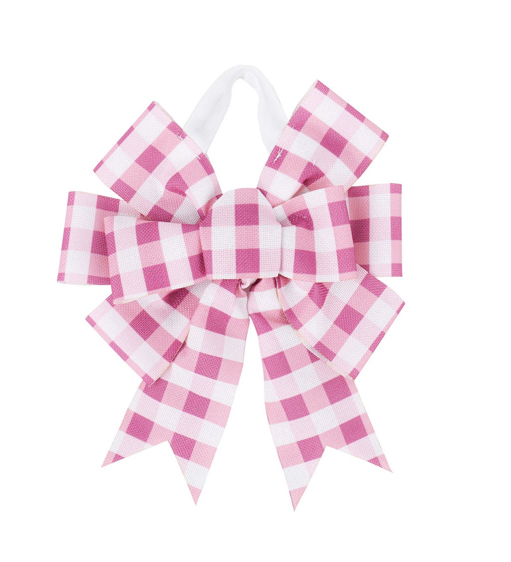 Pink Plaid Door Tag Bow