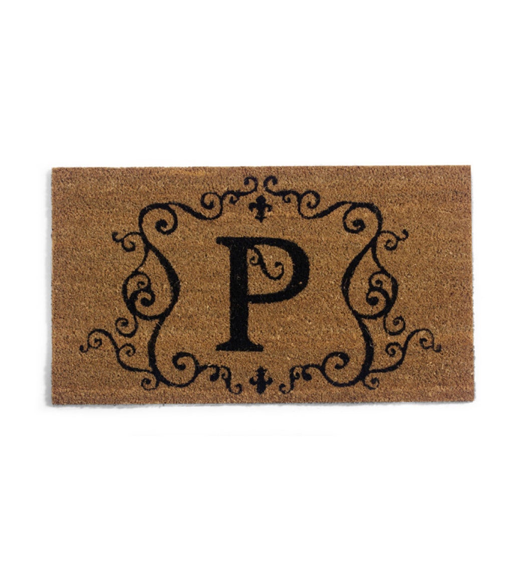 Monogram 'P' Decorative Coir Mat , 16" x 28"