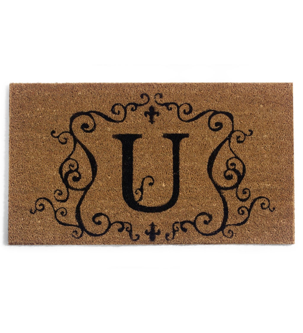 Monogram 'U' Decorative Coir Mat , 16" x 28"