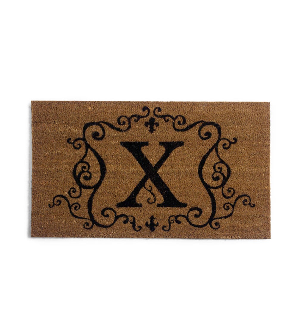 Monogram 'X' Decorative Coir Mat , 16" x 28"