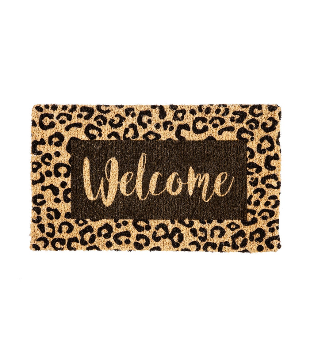 Animal Print Welcome, Woven Coir Mat, 30 x 18"