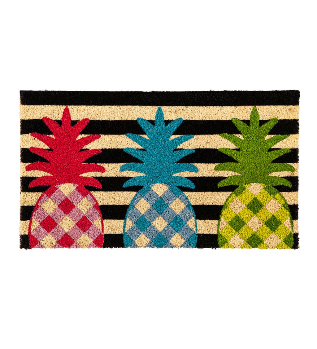 Black and White Pineapple Decorative Coir Mat