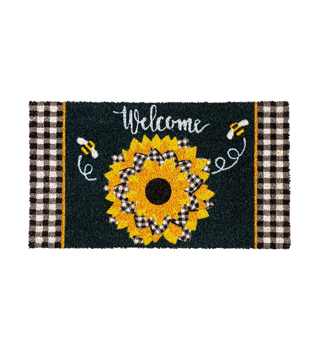 Sunflower with Checks Decorative Coir Mat