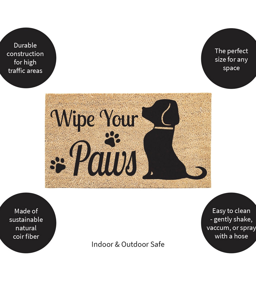 Wipe Your Paws Dog Welcome Coir Doormat