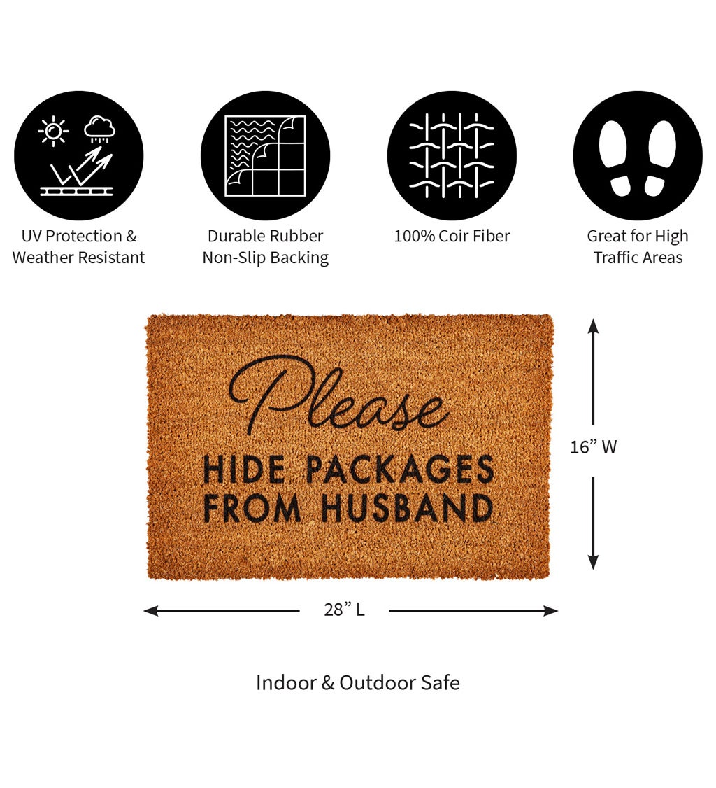 Please Hide Packages from Husband Coir Mat