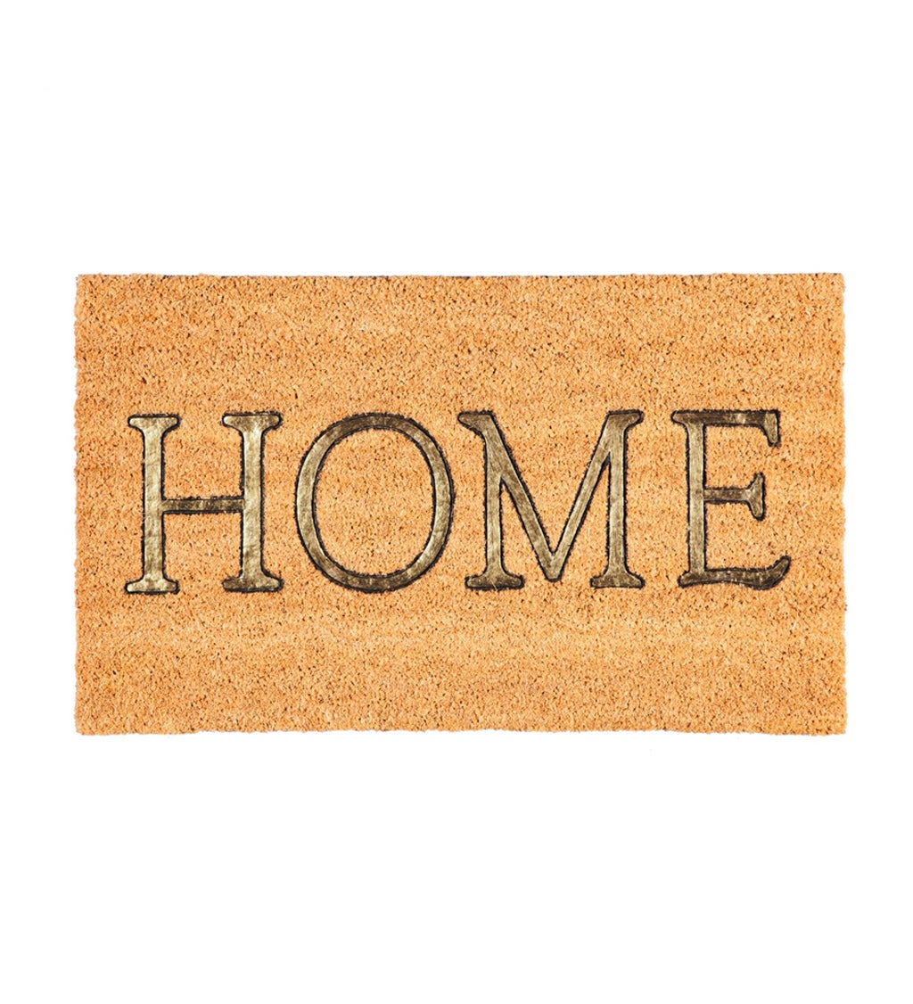 HOME Metallic Decorative Coir Mat with rubber inset , 16" x 28"