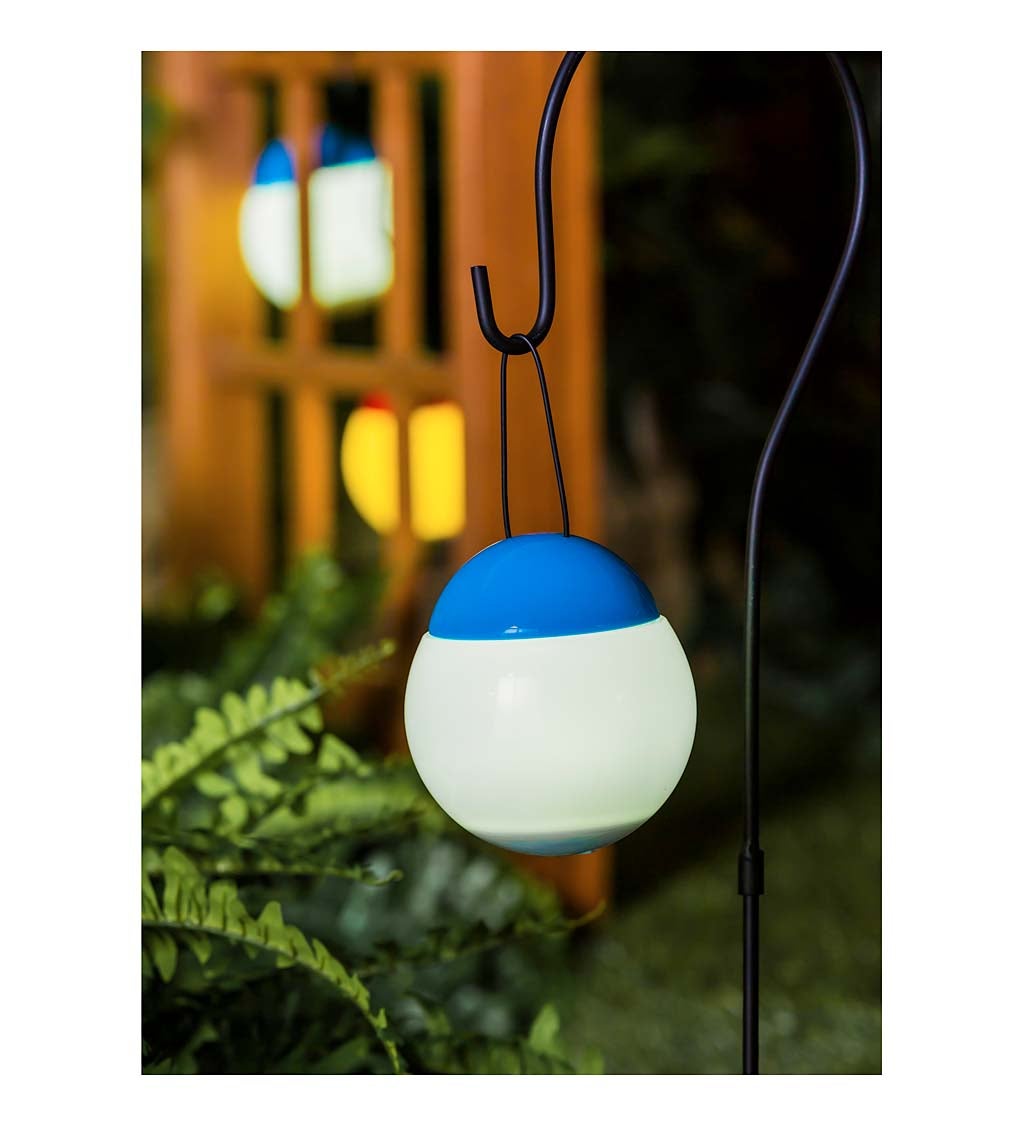 Jitterbug Blue and White LED Rechargeable Outdoor Lantern