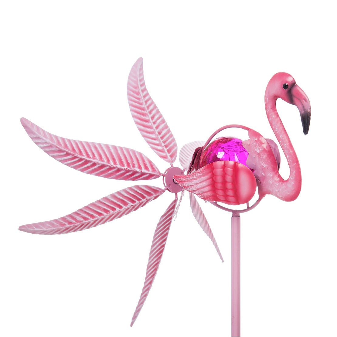 36" Solar Flamingo Staked Wind Spinner