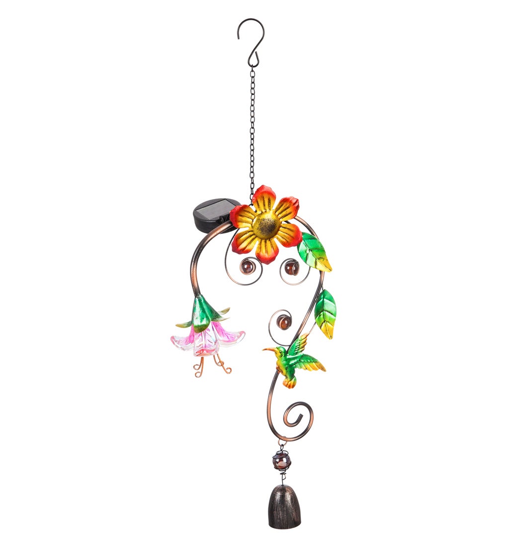 Solar Hanging Outdoor Decoration with Bell, Hummingbird