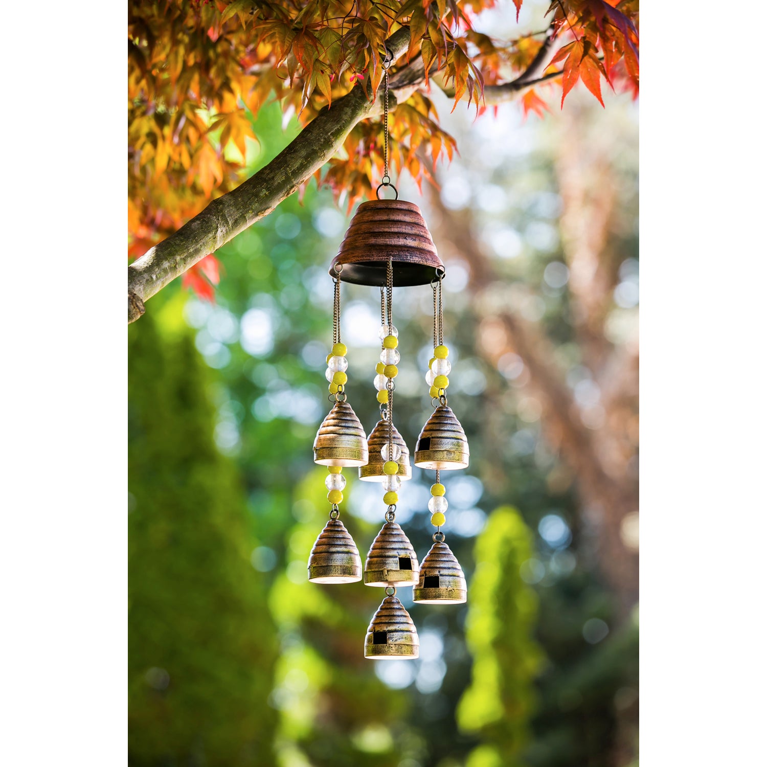 Beaded Bee Hives Metal Wind Chimes