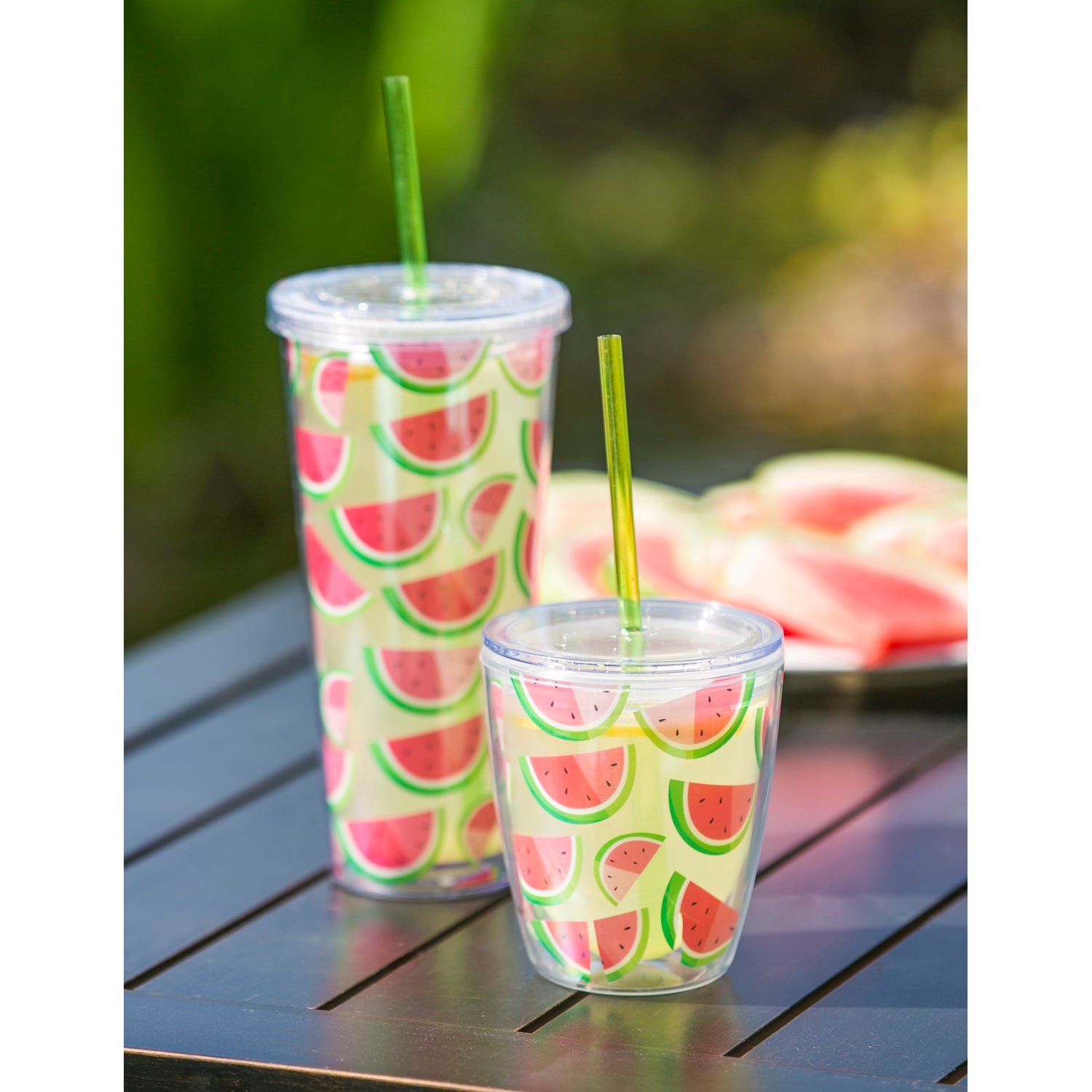 Watermelon Acrylic Tumblers with Matching Straw Set