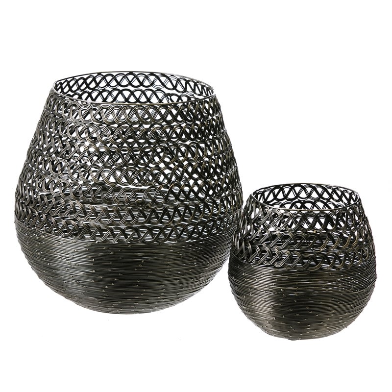 Metal Silver Baskets, Set of 2