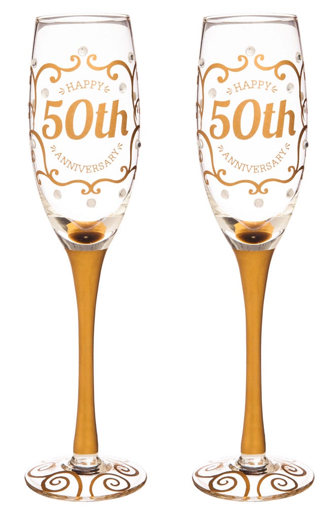 50th Anniversary Champagne Flutes, Set of 2