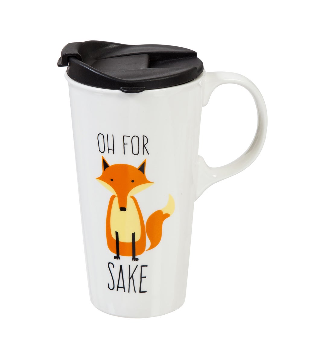 Ceramic Travel Mug, 17 oz., Fox Sake