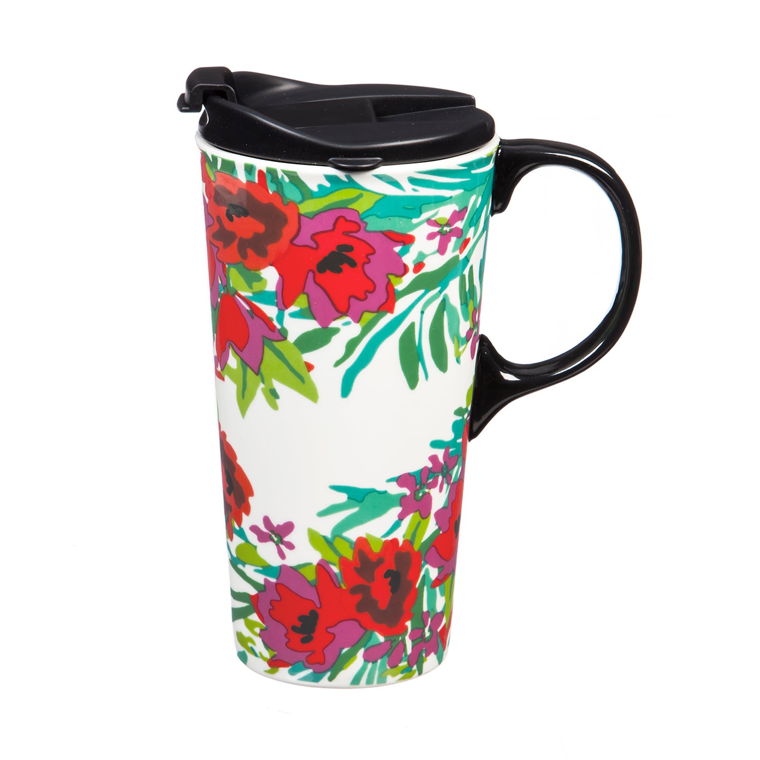 Lush Floral Ceramic Travel Cup