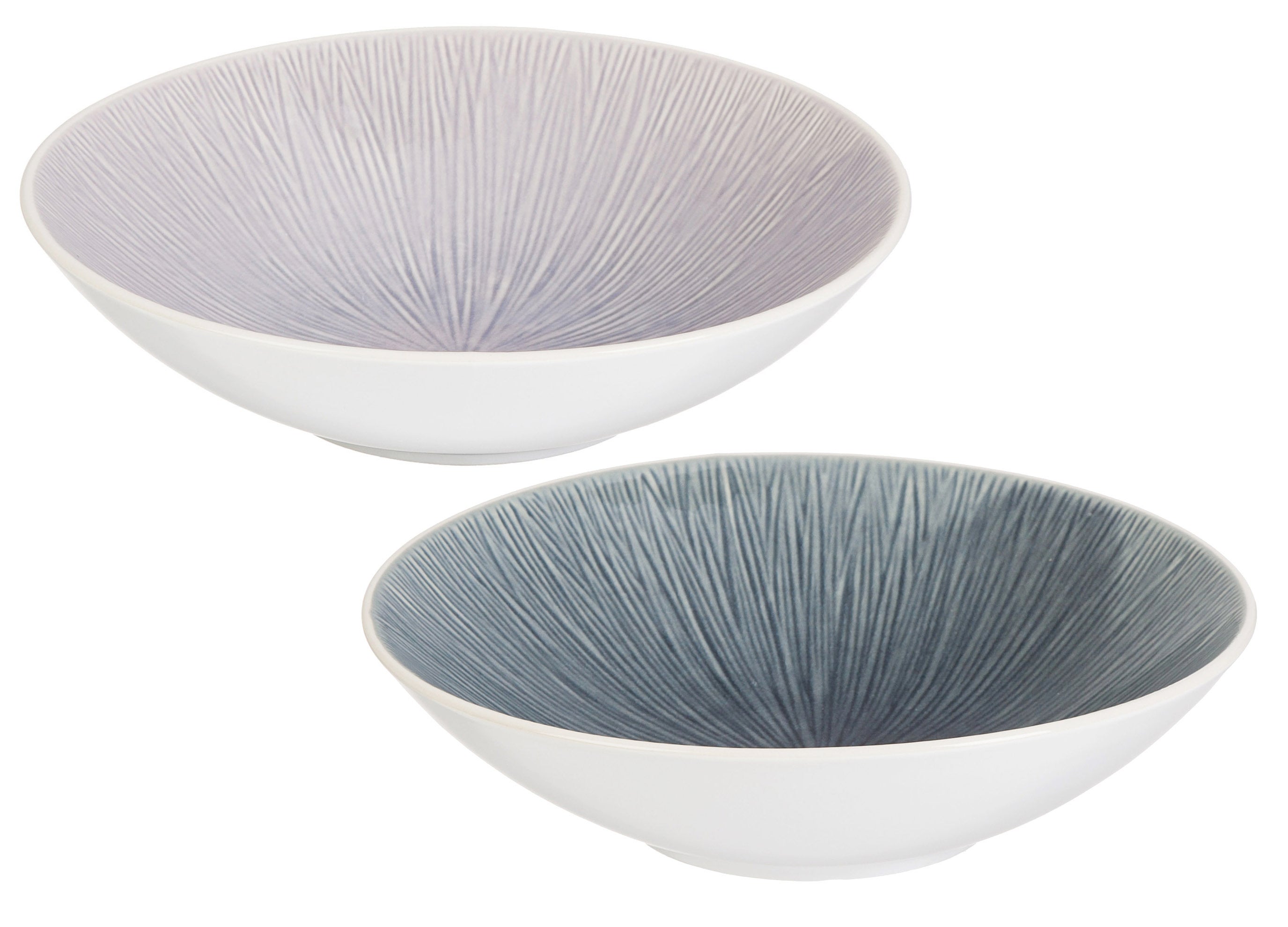 Serenity Ceramic Debossed Bowls, Set of 2