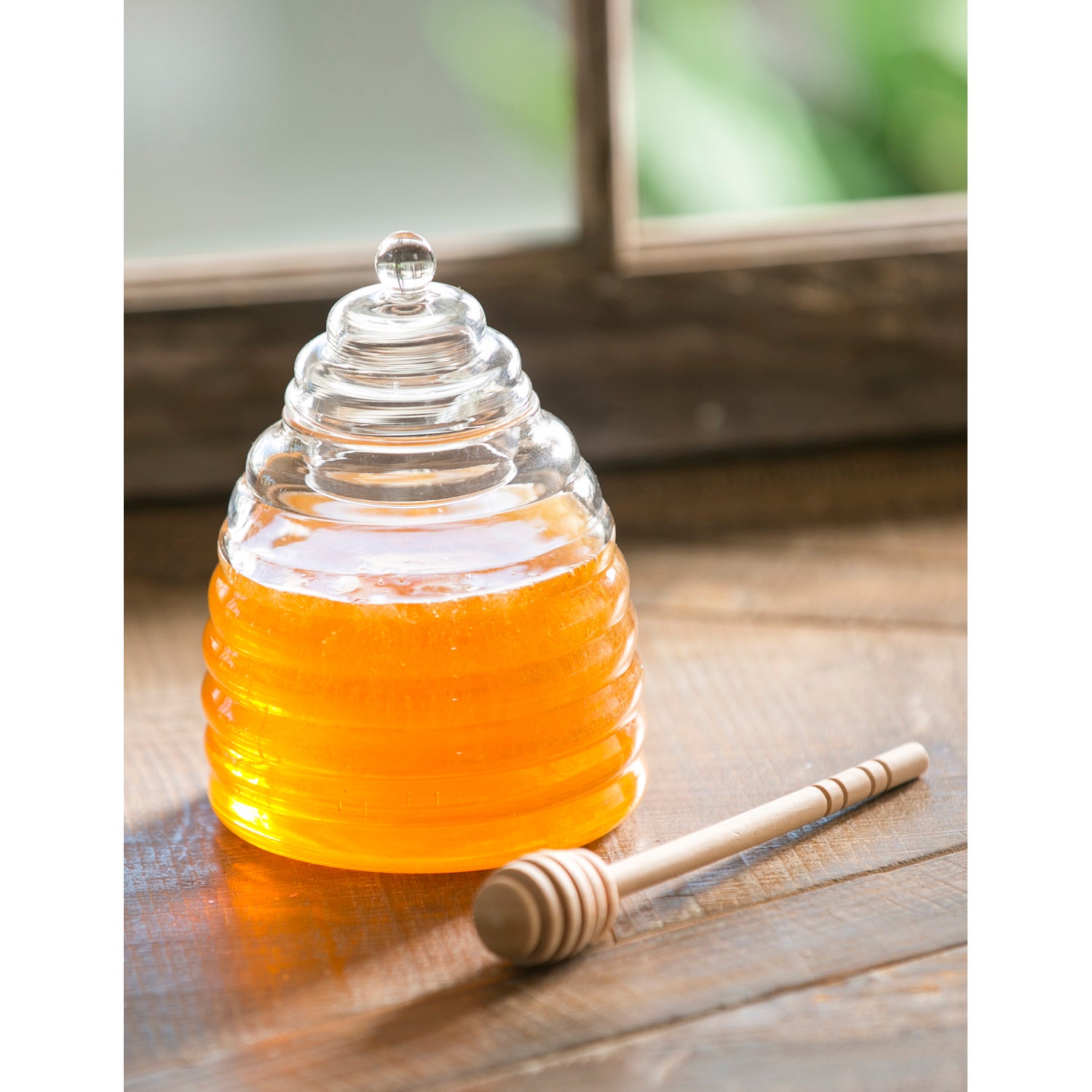 Glass Honey Jar with Wood Stick