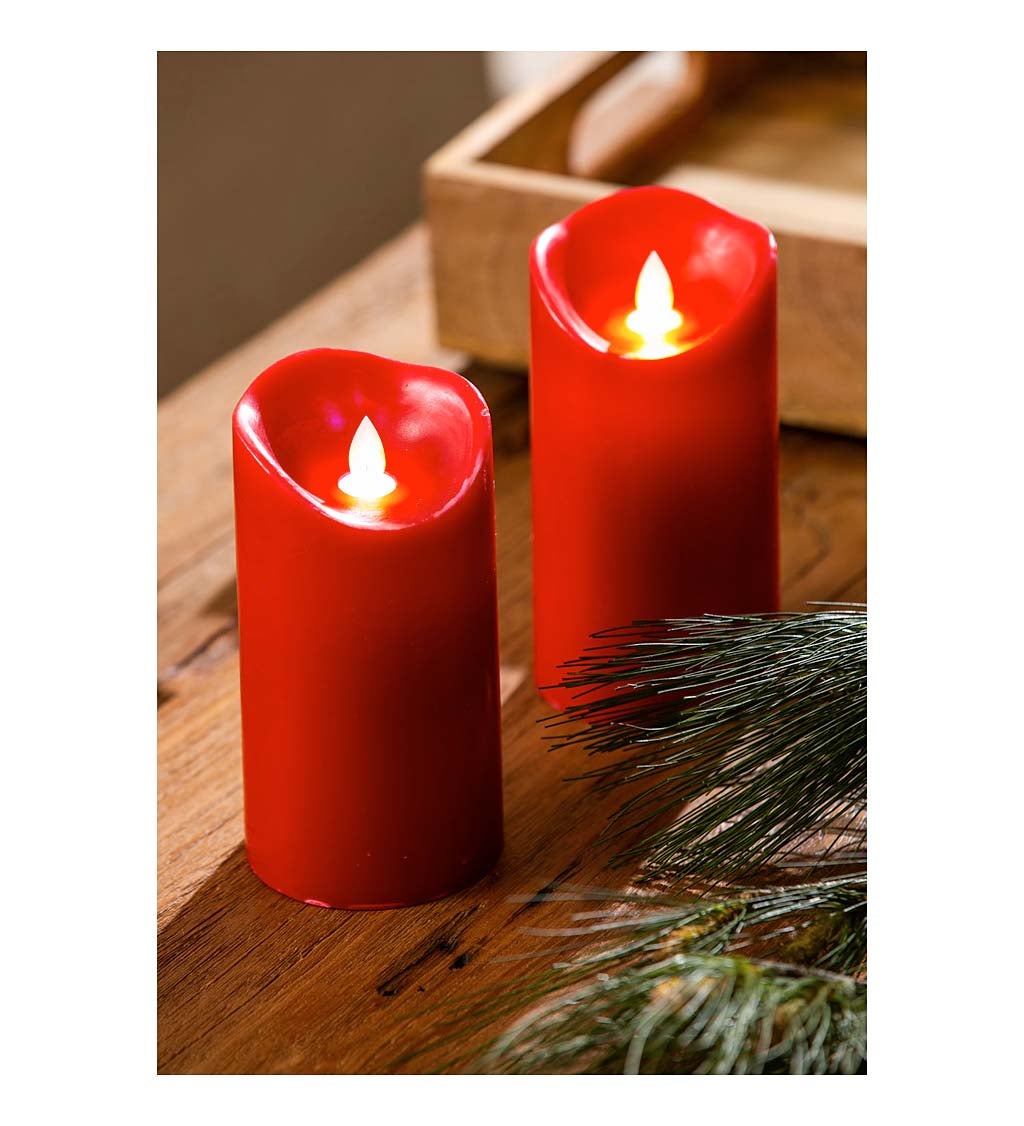 Fresh Apple Ginger Scented LED Wax Pillar Candle with Moving Wick and Timer Function