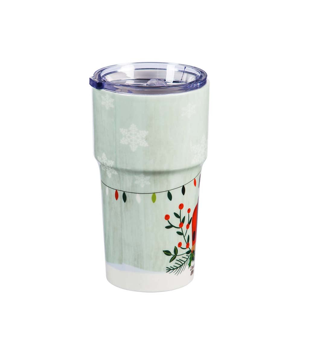 Double Wall Ceramic Companion Cup with Tritan Lid, 13 oz, Cozy Christmas Trip