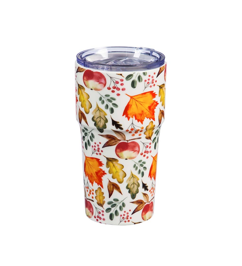 Bountiful Orchard Double Wall Ceramic Companion Cup with Tritan Lid
