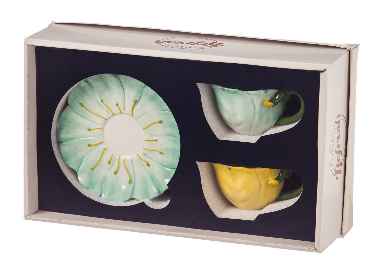 Flower Tea Ceramic Cup and Saucer, Set of 2