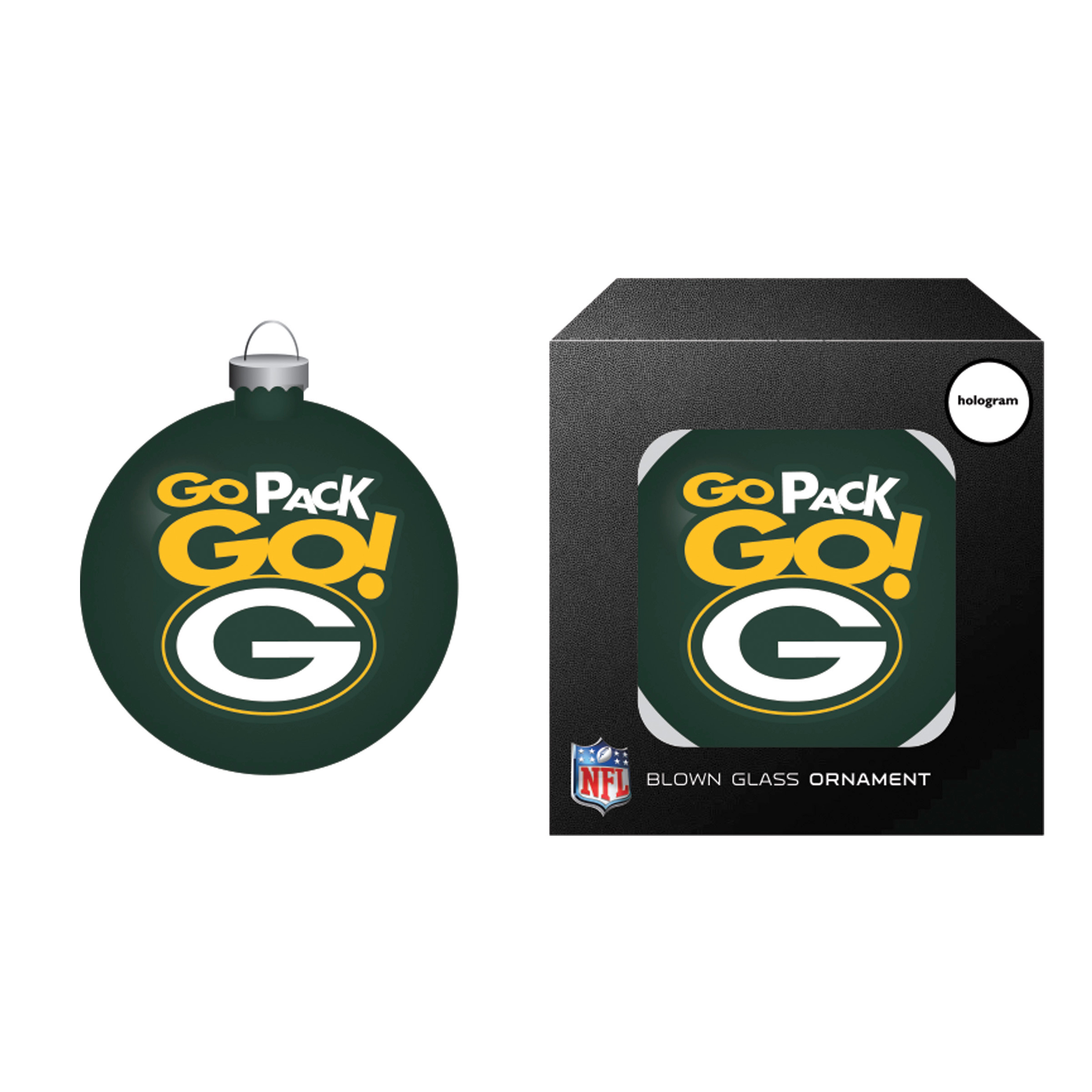 Green Bay Packers Set of 6 Light Up Ball Christmas Ornaments