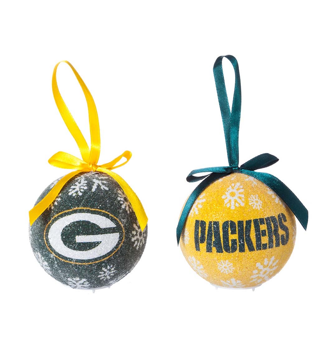 Green Bay Packers Set of 6 Light Up Ball Christmas Ornaments