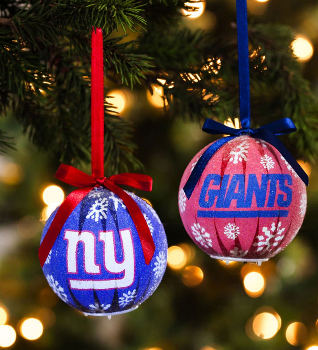 New York Giants Set of 6 Light Up Ball Christmas Ornaments