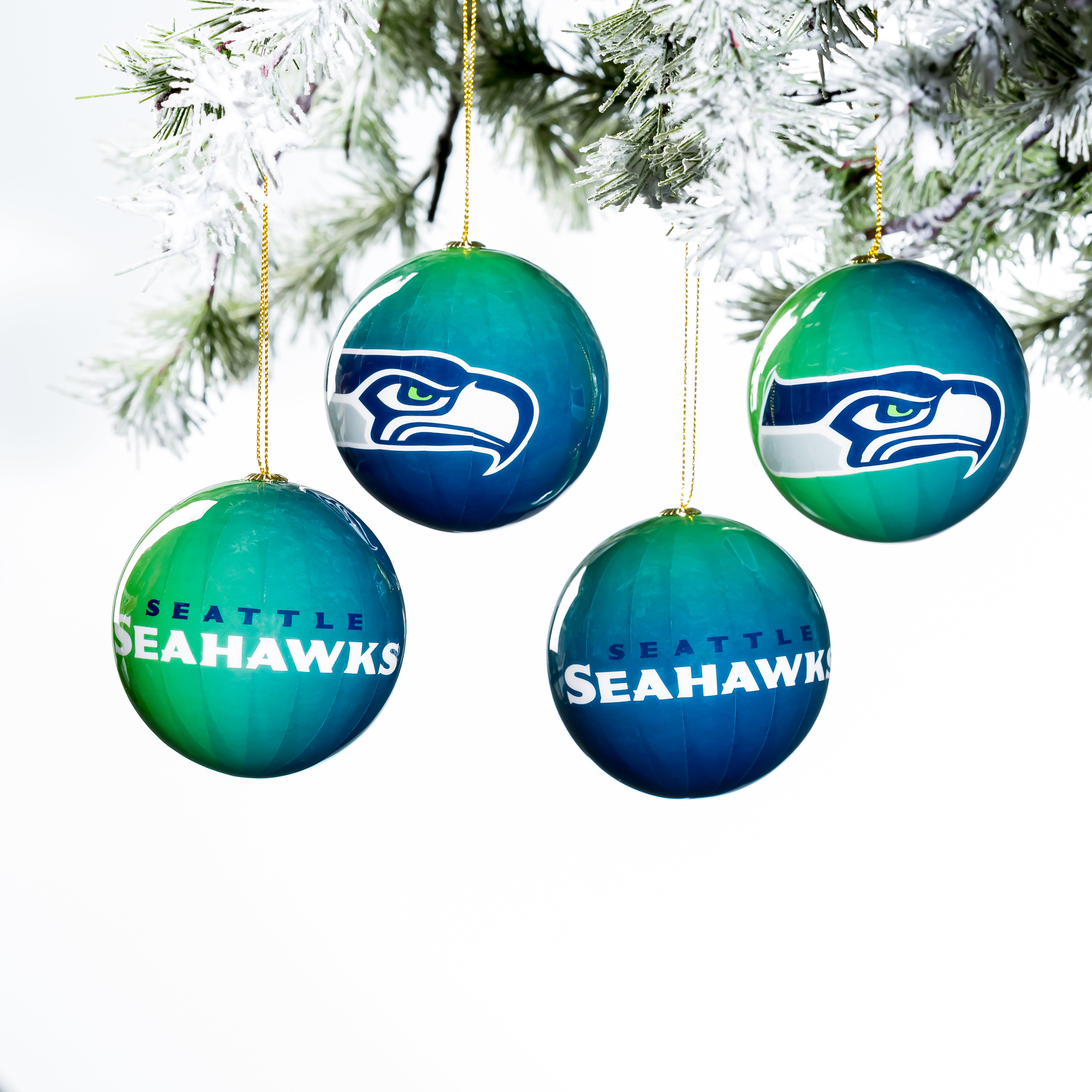 Seattle Seahawks Set of 6 Light Up Ball Christmas Ornaments