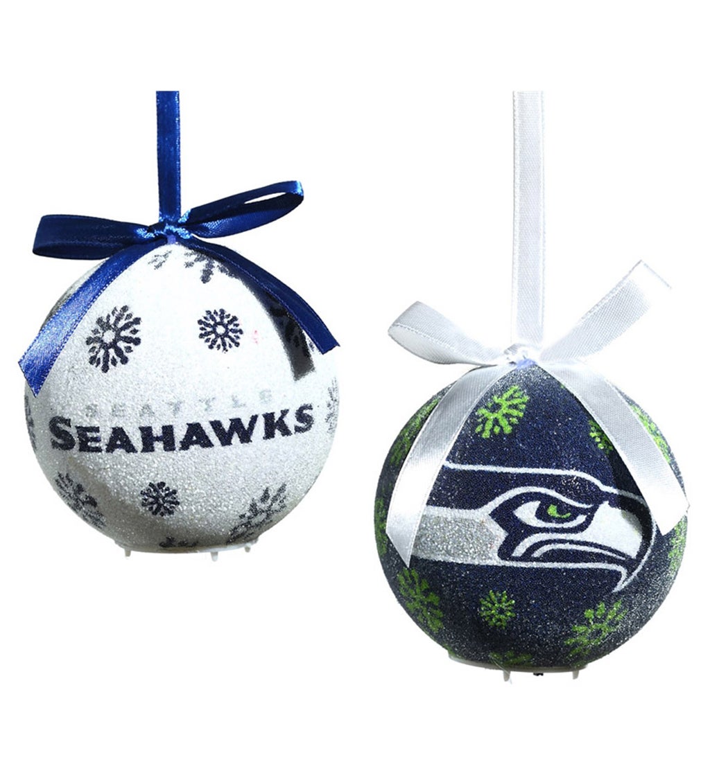 Seattle Seahawks Set of 6 Light Up Ball Christmas Ornaments