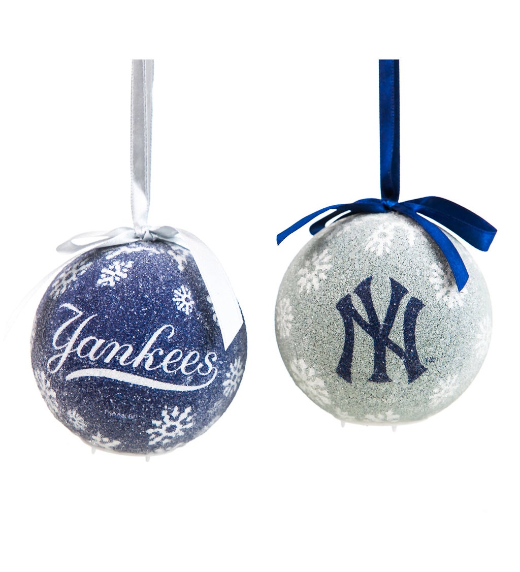 New York Yankees Set of 6 Light Up Ball Christmas Ornaments