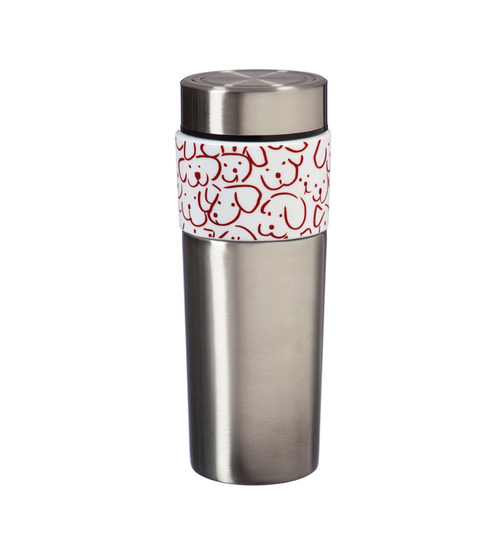 The Tandem Double Wall Stainless Steel and Ceramic Cup, 17 oz, Dog Gone