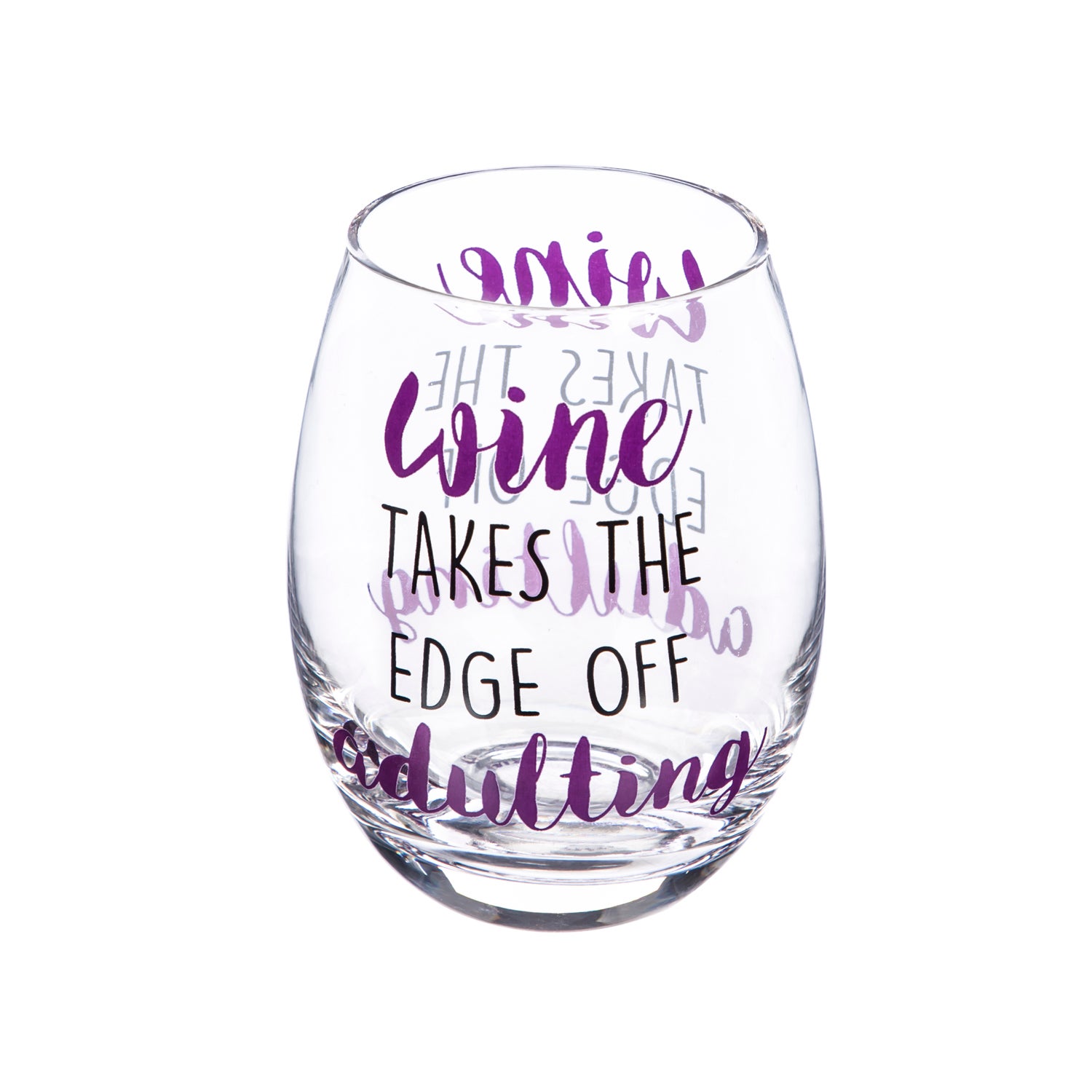 Wine Takes The Edge Off Adulting 17 OZ Stemless Wine Glass With Box