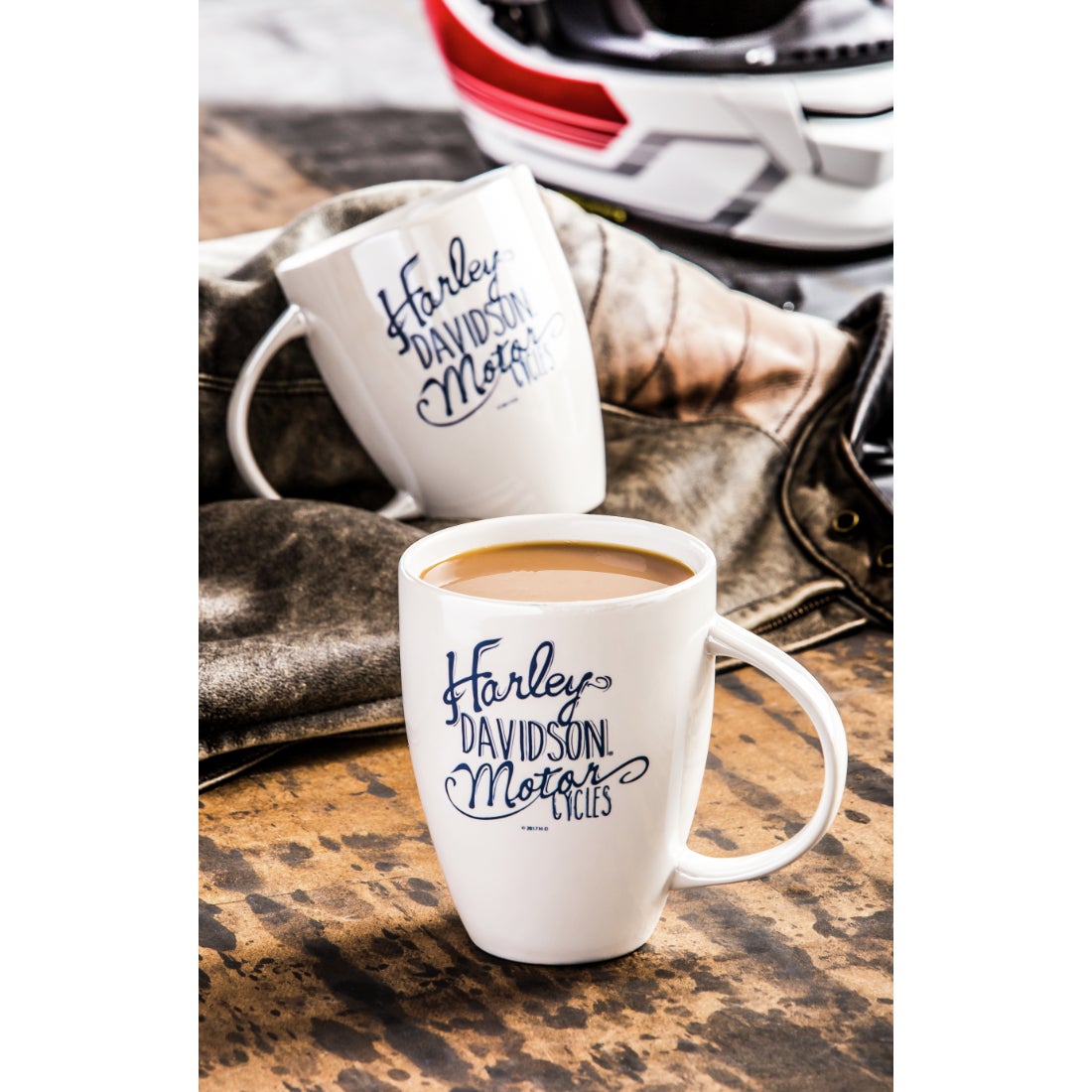 Harley Davidson White Bistro Lustre Cup