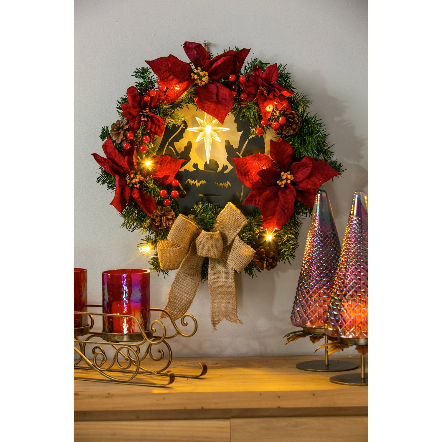 20'' LED Christmas Nativity Wreath