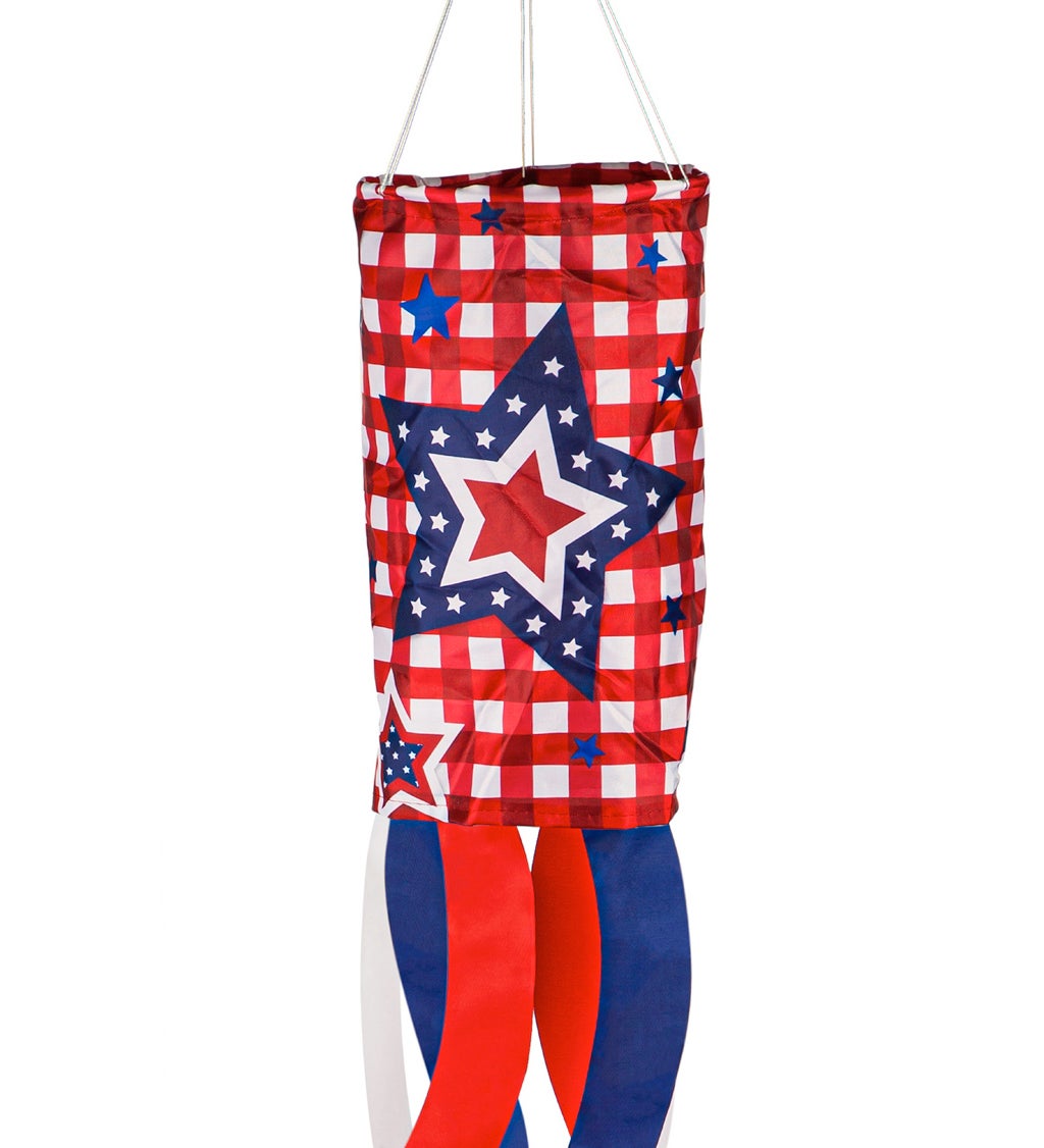 Patriotic Stars and Checks Sublimated Windsock