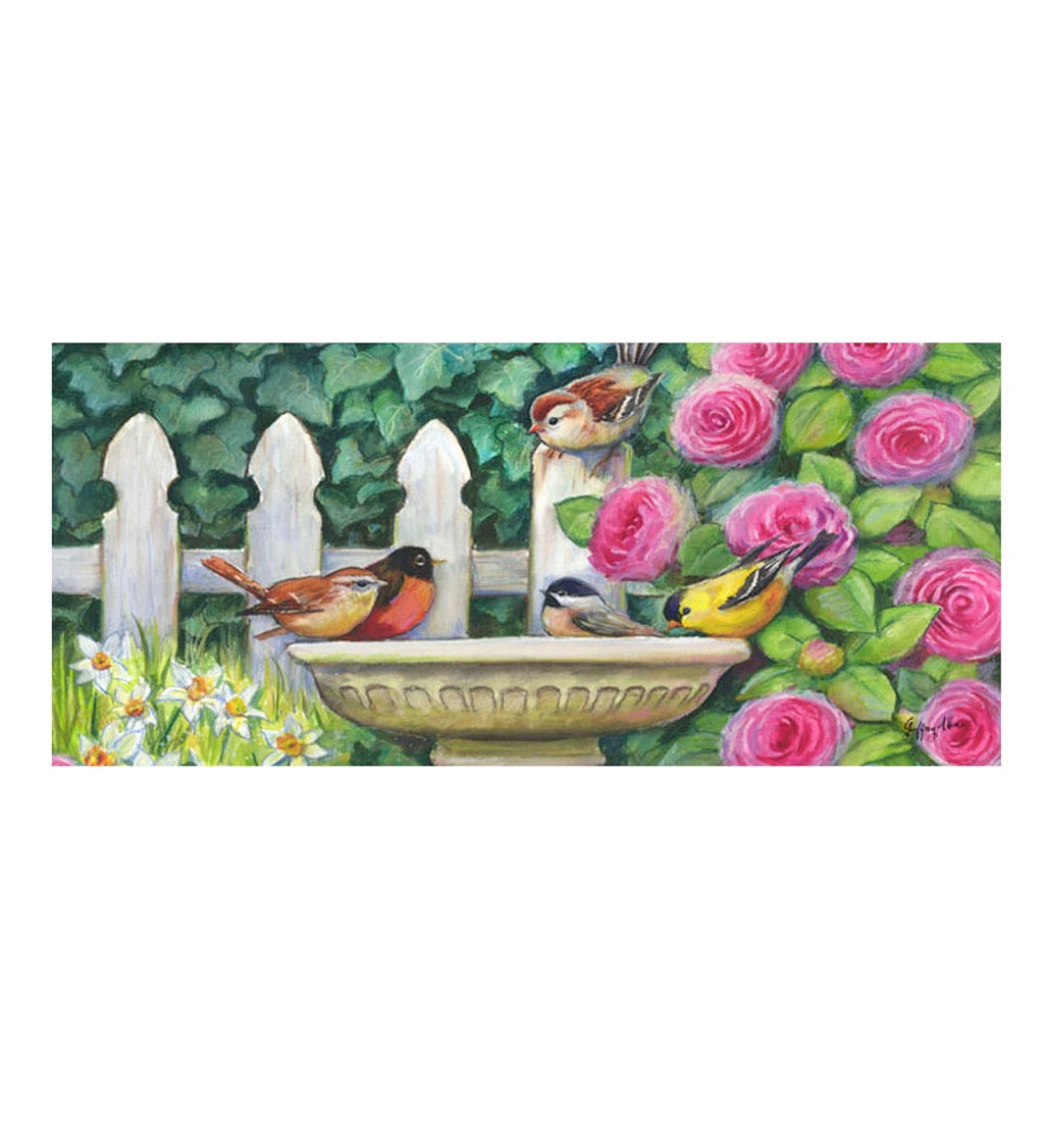 Spring bird bath Gathering Sassafras Switch Mat, 22" x 10"