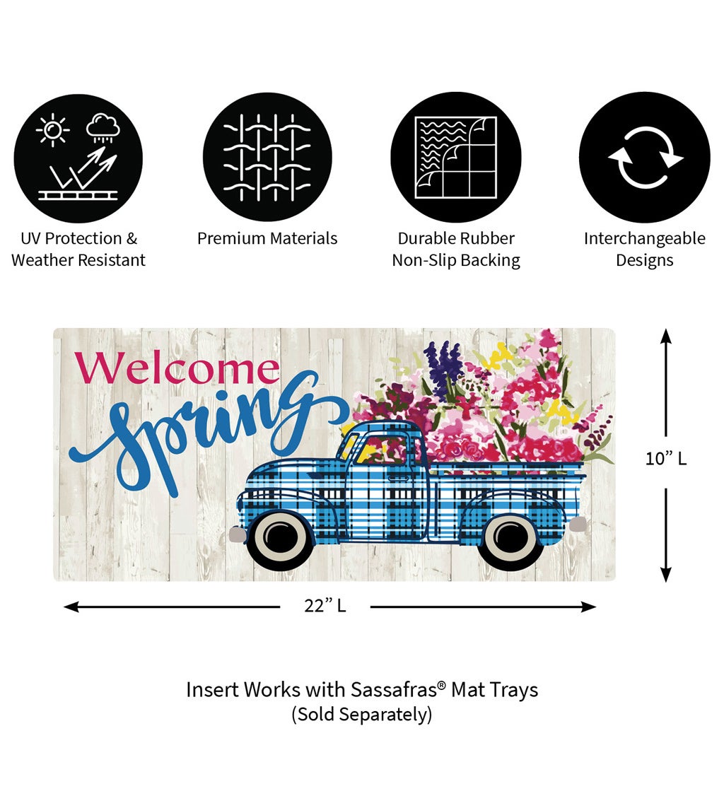 Welcome Spring Plaid Truck Sassafras Switch Mat, 22" x 10"
