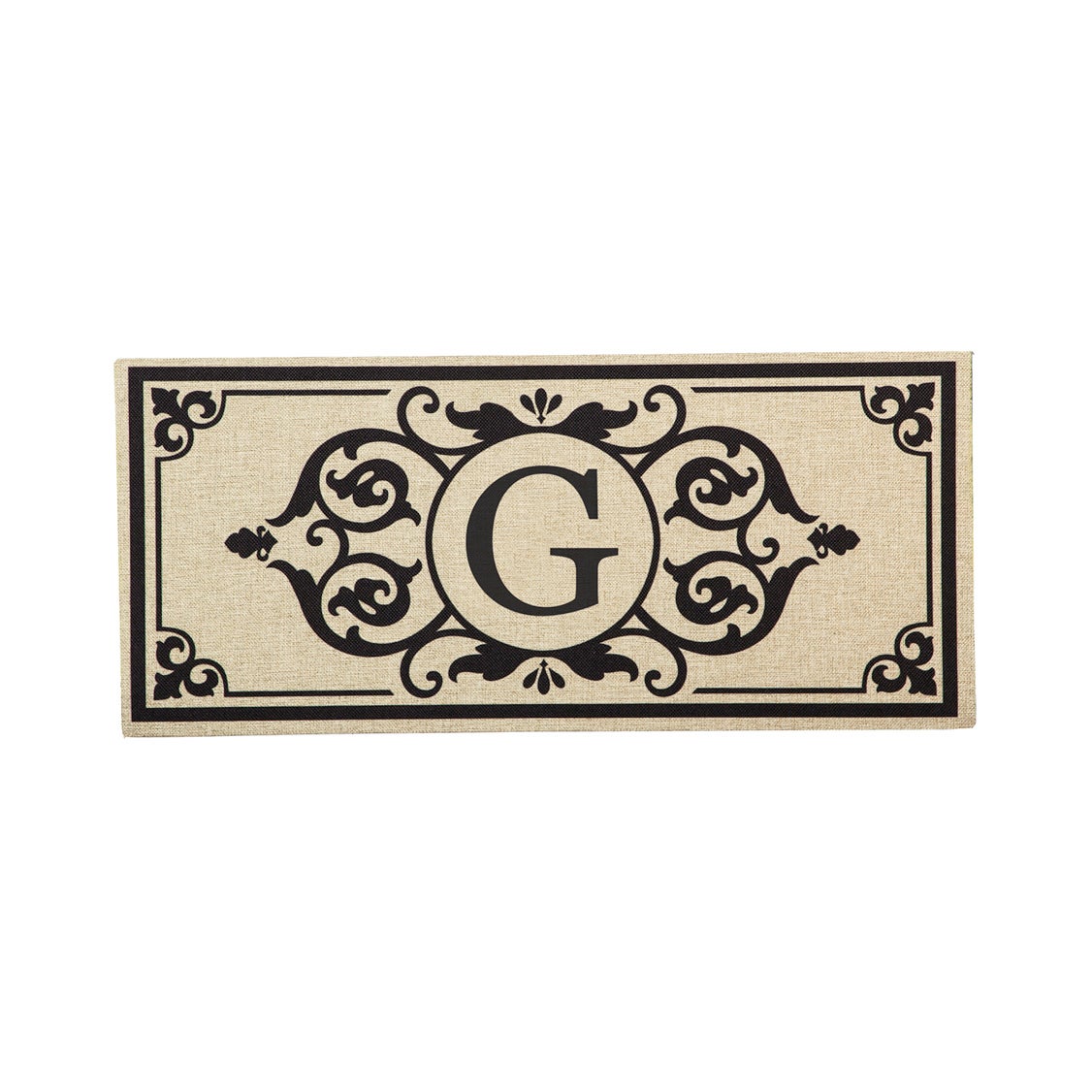 Cambridge Monogram Burlap Sassafras Switch Mat, Letter G, 22" x 10"