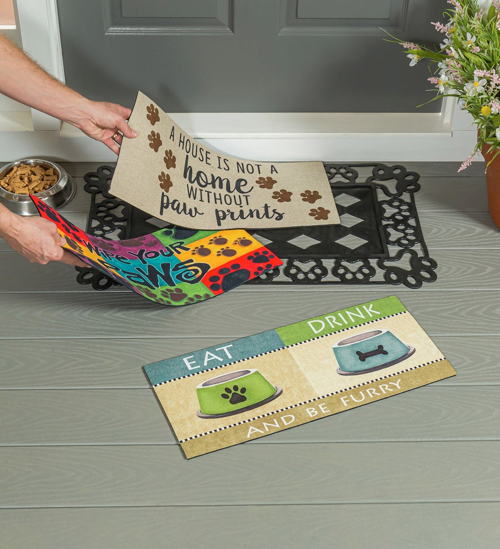 A House is Not a Home Without Paw Prints Burlap Sassafras Switch Mat, 22" x 10"
