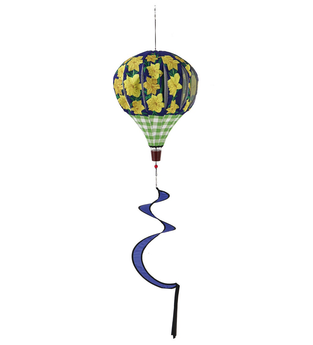 Daffodils and Checks Burlap Balloon Spinner