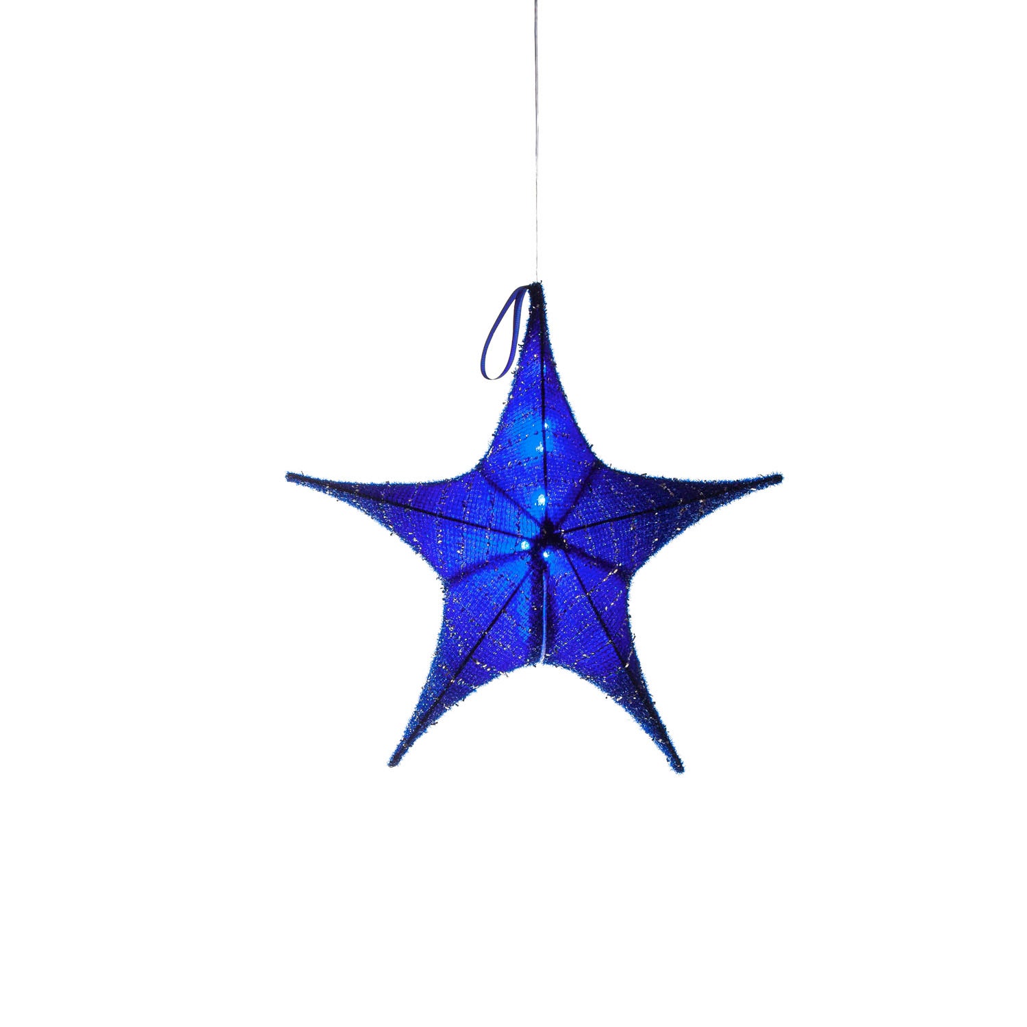 Small Blue Lighted Fabric Star