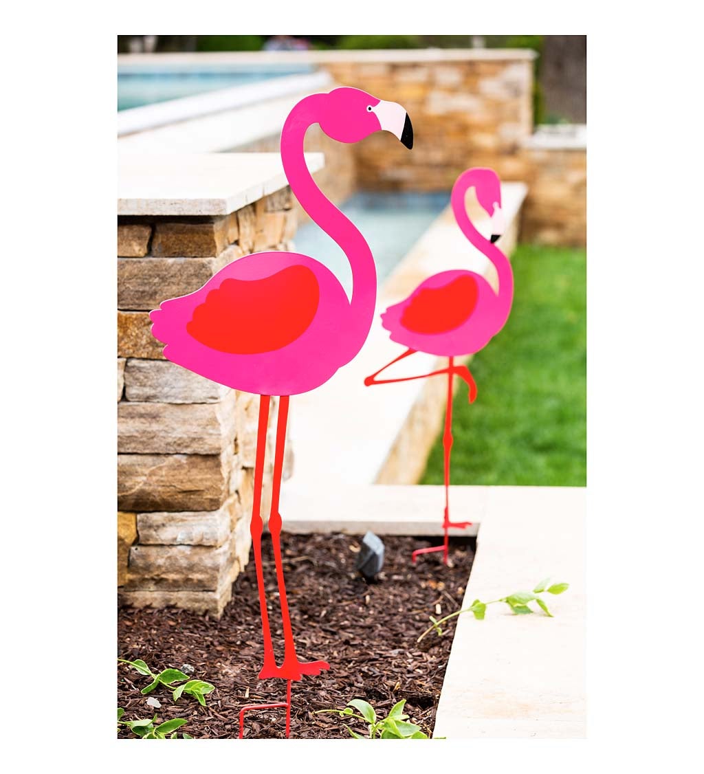 Flamingo Laser Cut Metal Yard Sign, Set of 2