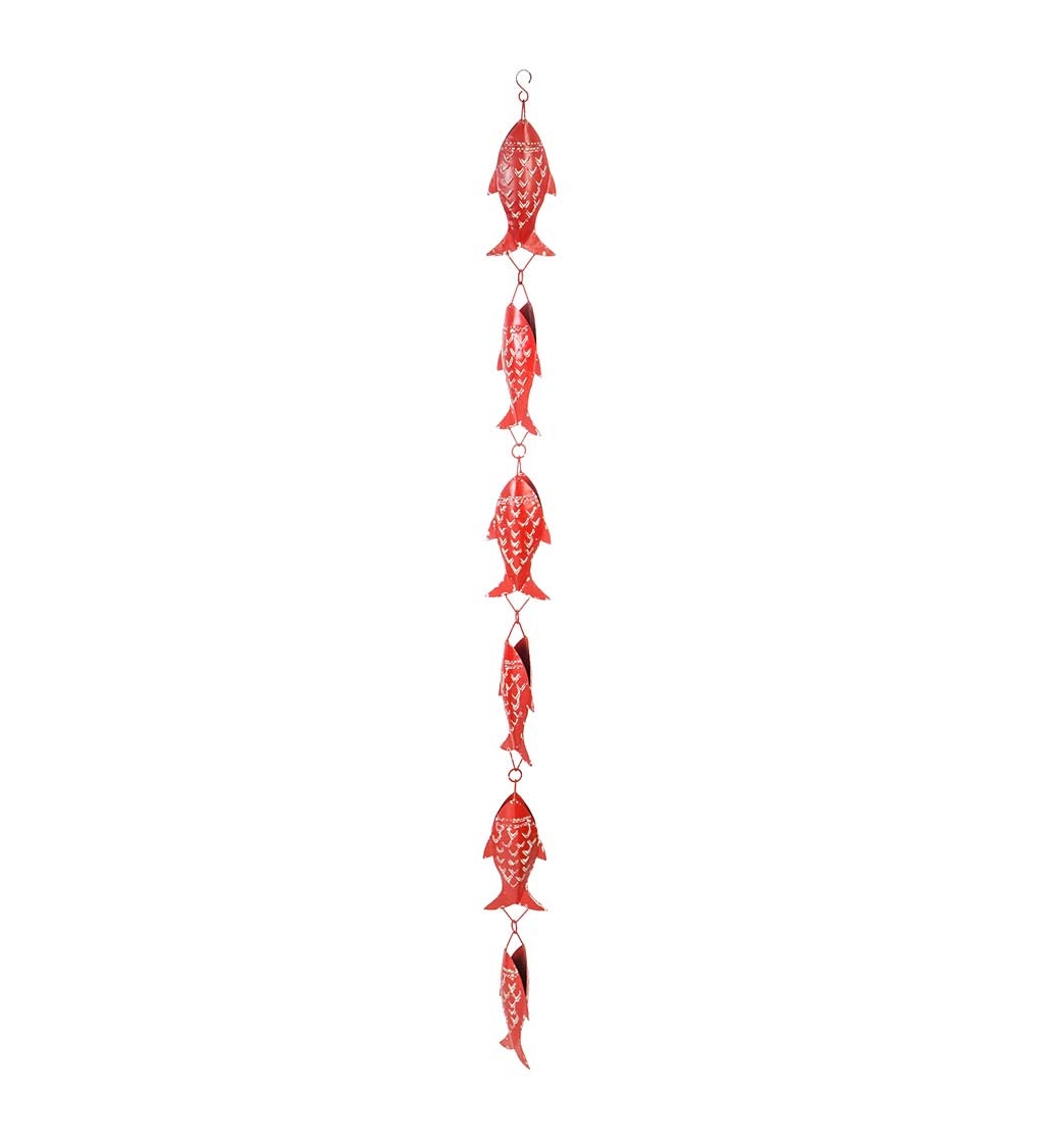 Distressed Red Fish Double Sided Rain Chain