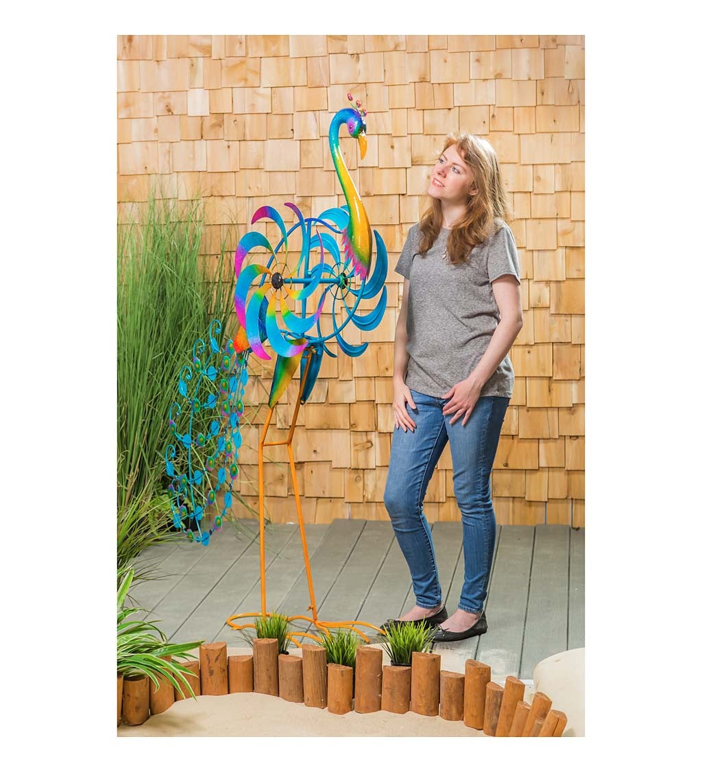 68"H Statement Peacock Wind Spinner