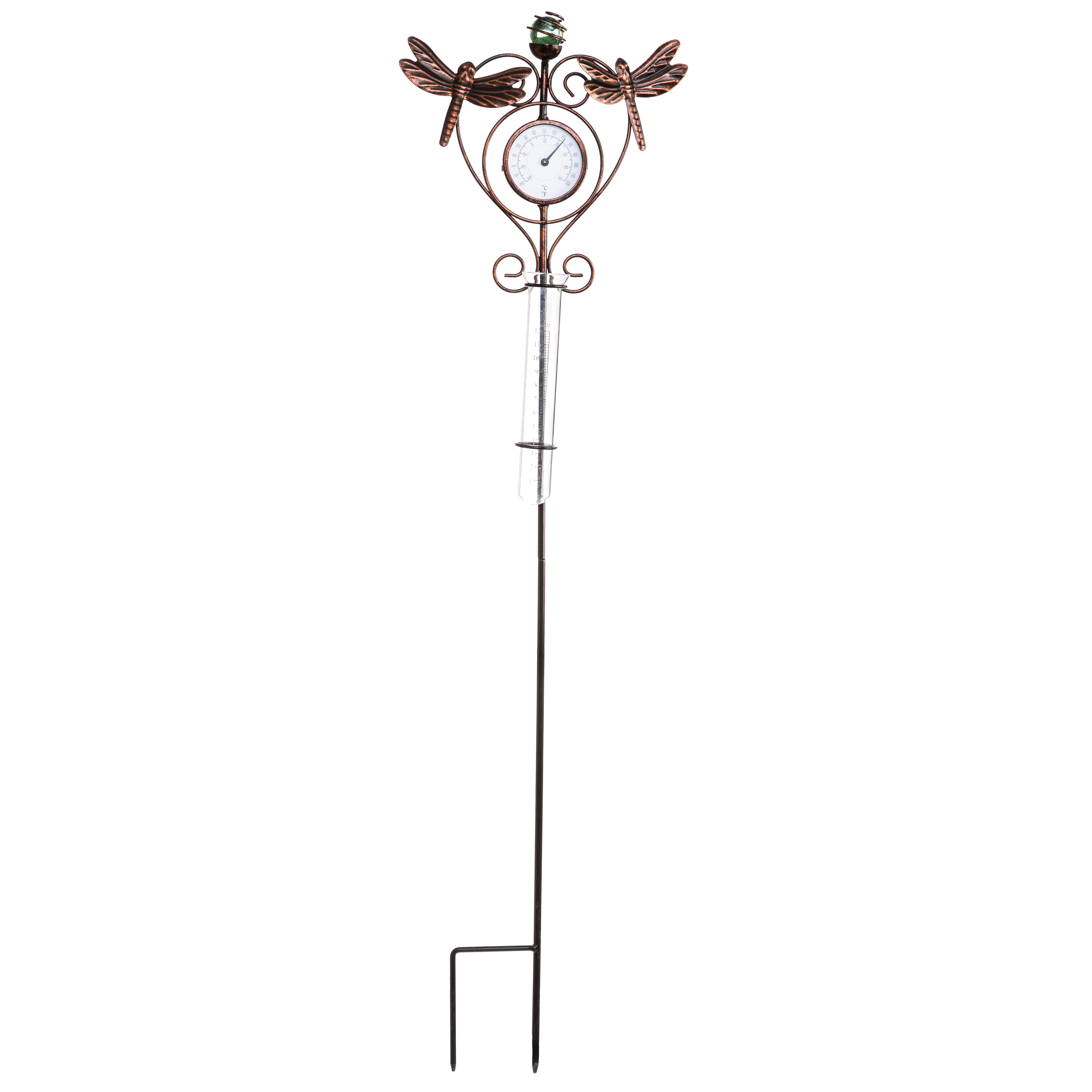 Dragonfly Thermometer&Rain Gauge Garden Stake